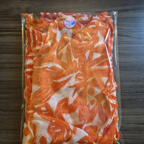 The Limited Orange Printed V-Neck Blouse - Picture 8 of 8